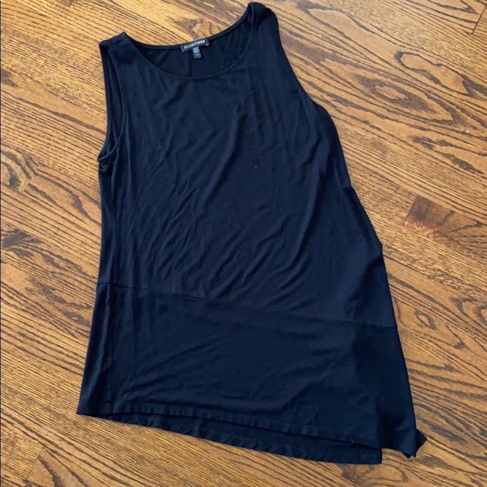 Eileen Fisher asymmetrical black tank